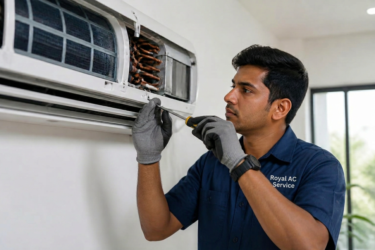 Expert AC technician repairing a split air conditioner in Palwal